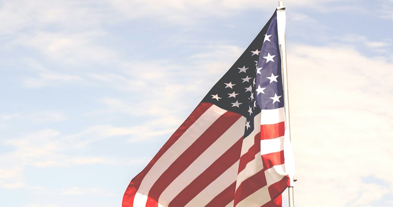 American Flag in the clouds