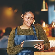 Young woman using tablet