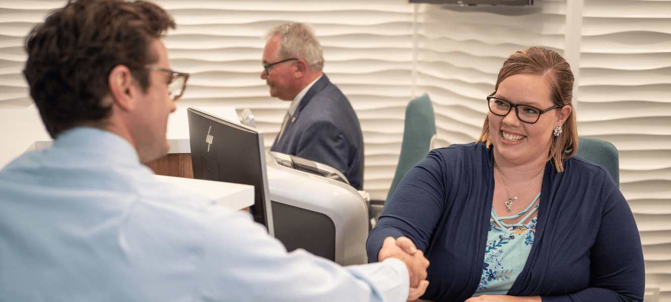 Man and woman working at desk