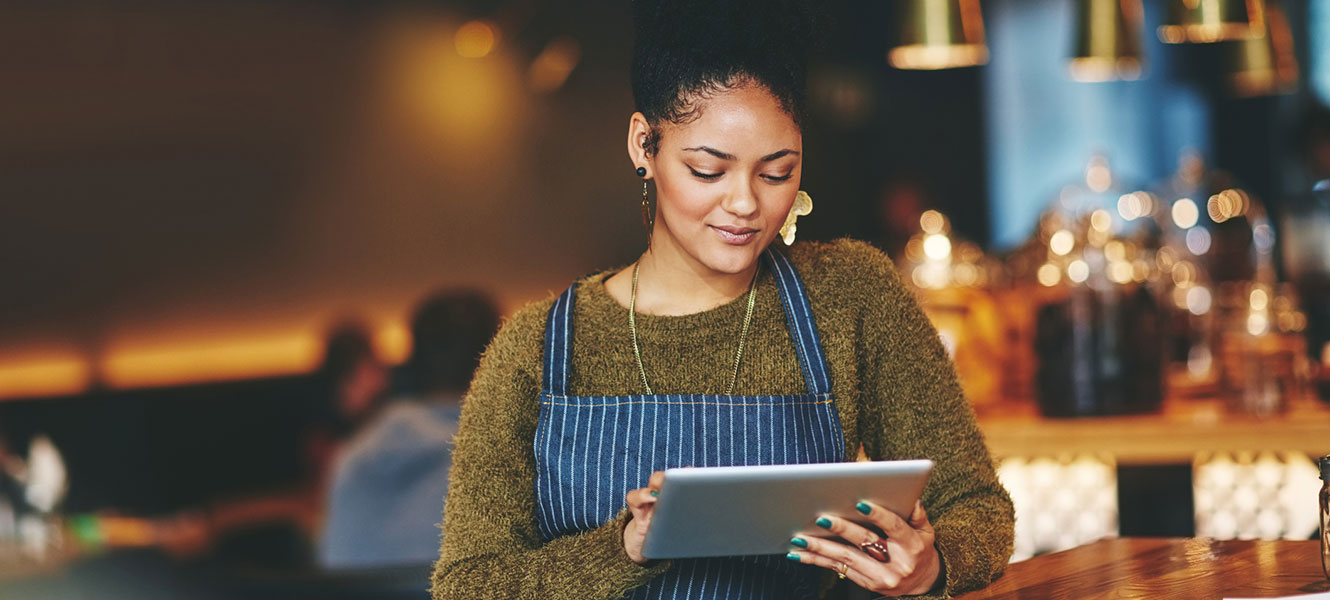 Business owner on tablet